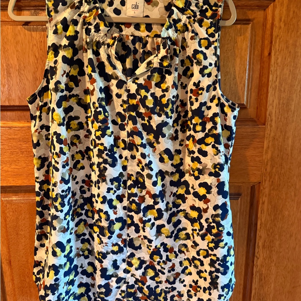 CAbi Multicolor Leopard Print Sleeveless Blouse